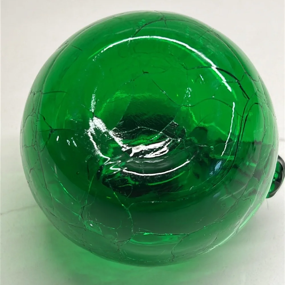 Vintage Green Crackled Glass Apple Sculpture - Picture 10 of 12